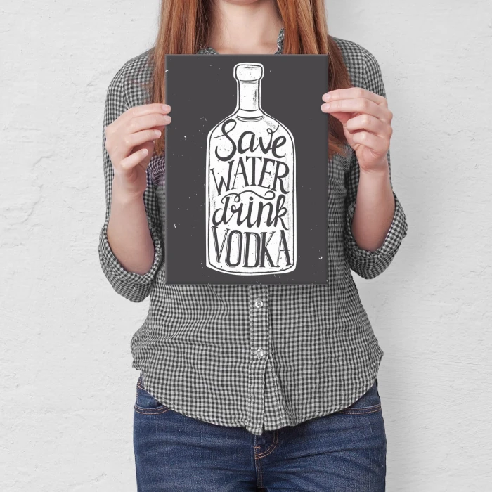 Poster metal save water drink vodka gift