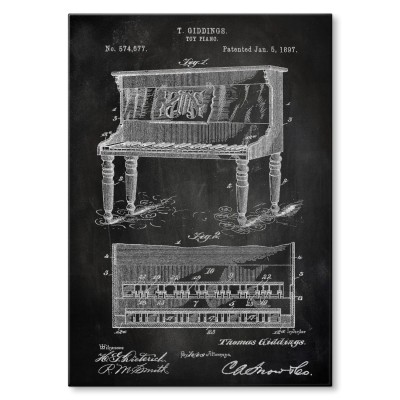Plakat metalowy Piano instrument Slate Prezent