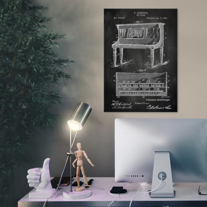 Plakat metalowy Piano instrument Slate Prezent