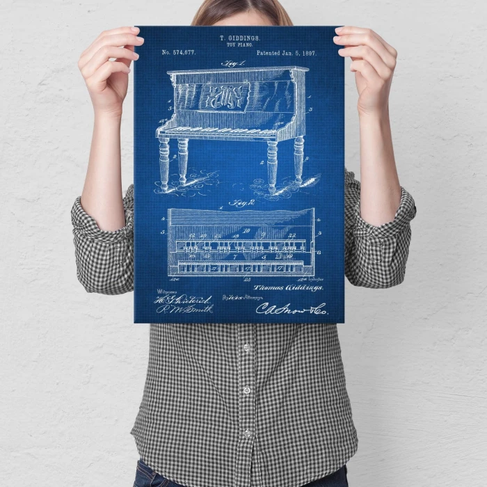 Plakat metalowy Piano instrument Tech Prezent