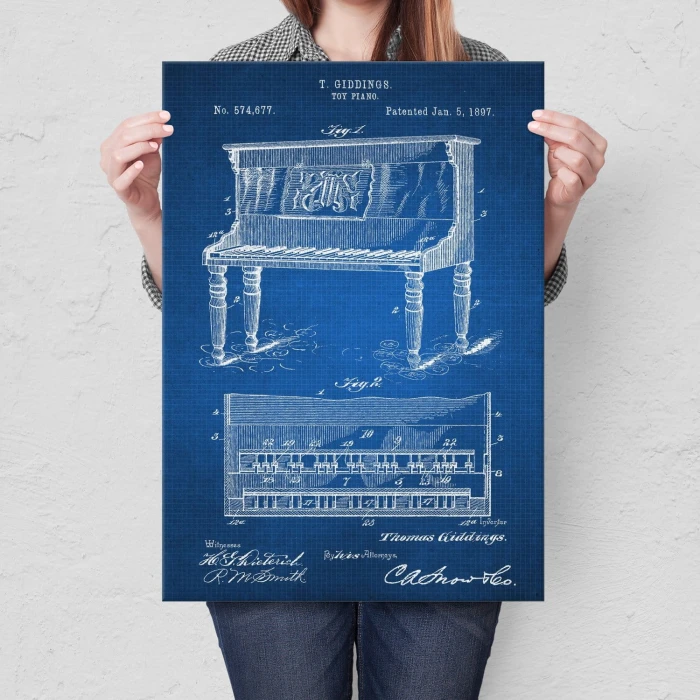 Plakat metalowy Piano instrument Tech Prezent