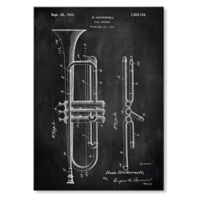 Plakat metalowy Trumpet Musician Slate Prezent