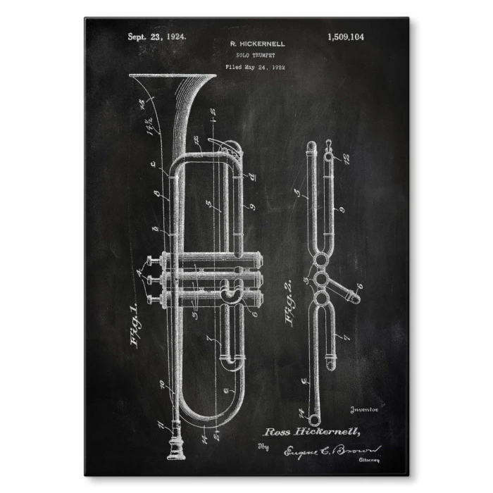 Plakat metalowy Trumpet Musician Slate Prezent