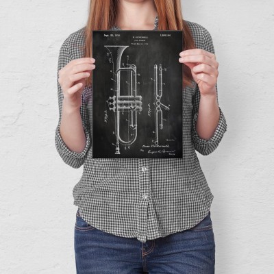 Plakat metalowy Trumpet Musician Slate Prezent