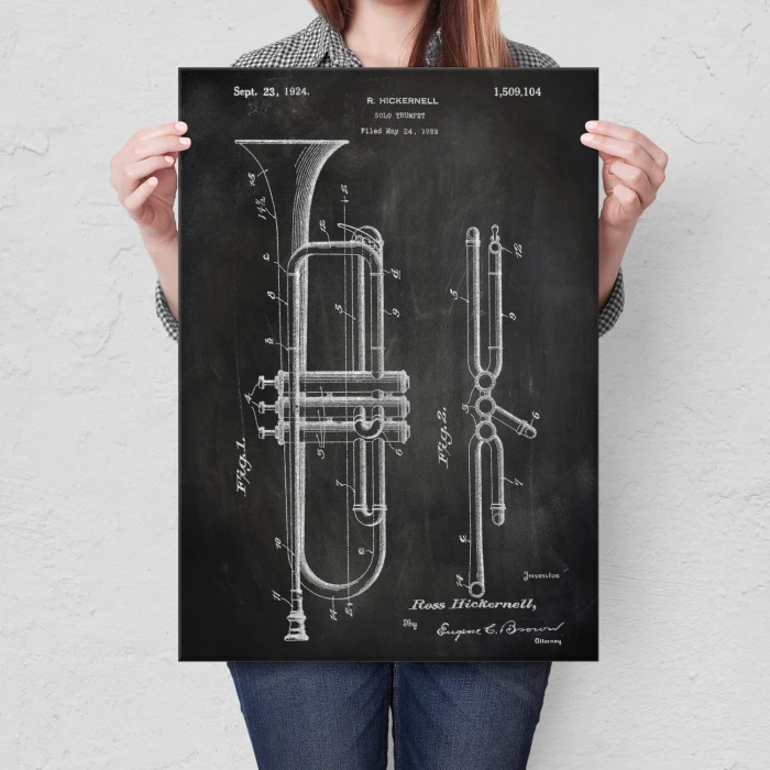 Plakat metalowy Trumpet Musician Slate Prezent