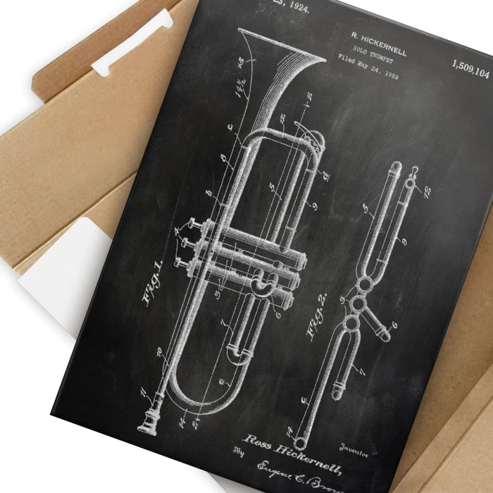 Plakat metalowy Trumpet Musician Slate Prezent
