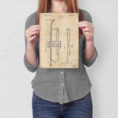 Plakat metalowy Trumpet Musician Retro Prezent