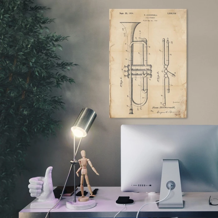 Plakat metalowy Trumpet Musician Retro Prezent