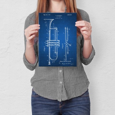 Plakat metalowy Trumpet Musician Tech Prezent