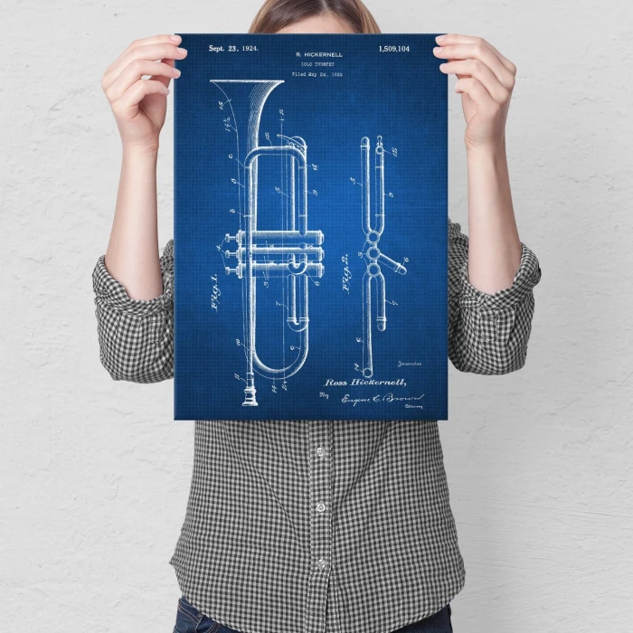 Plakat metalowy Trumpet Musician Tech Prezent