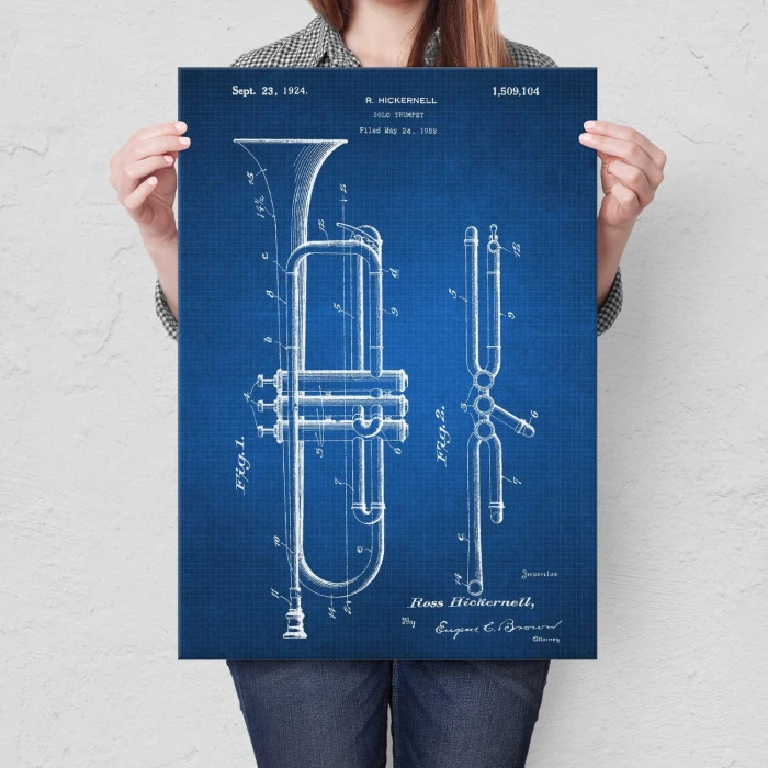 Plakat metalowy Trumpet Musician Tech Prezent