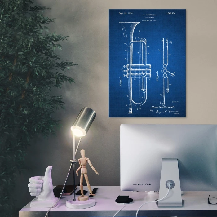 Plakat metalowy Trumpet Musician Tech Prezent