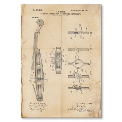 Plakat metalowy Violin Instrument Retro Prezent