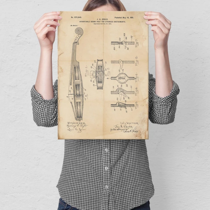 Plakat metalowy Violin Instrument Retro Prezent