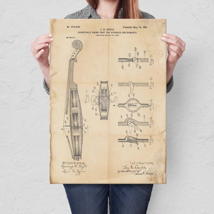 Plakat metalowy Violin Instrument Retro Prezent