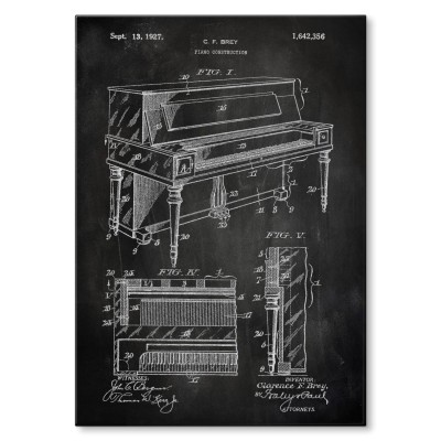 Poster metal Piano construction Slate gift