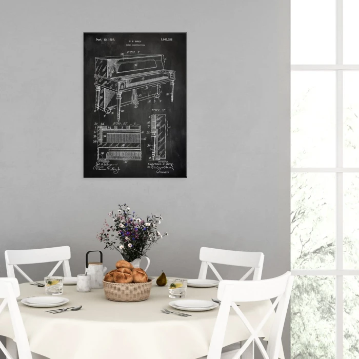 Plakat metalowy Piano construction Slate Prezent