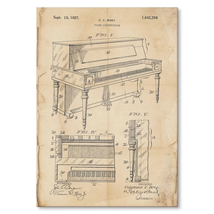 Poster metal Piano construction Retro gift