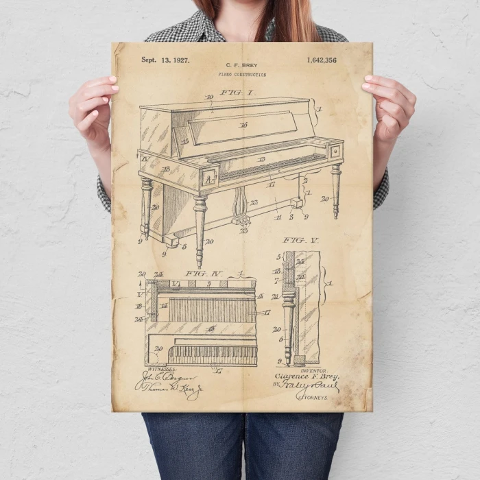 Poster metal Piano construction Retro gift