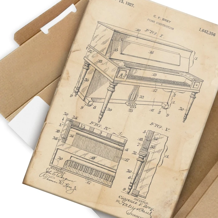 Plakat metalowy Piano construction Retro Prezent