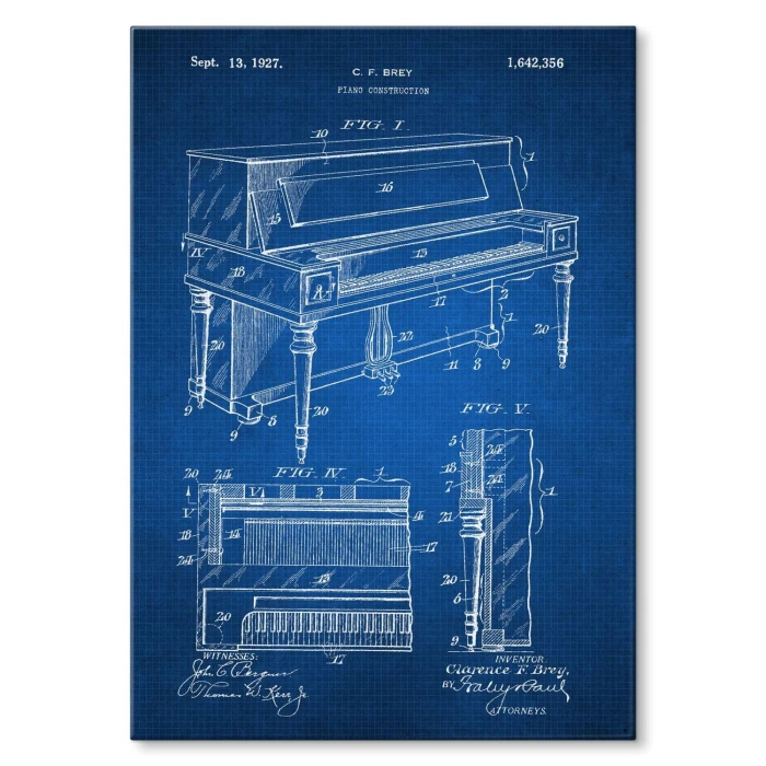 Plakat metalowy Piano construction Tech Prezent