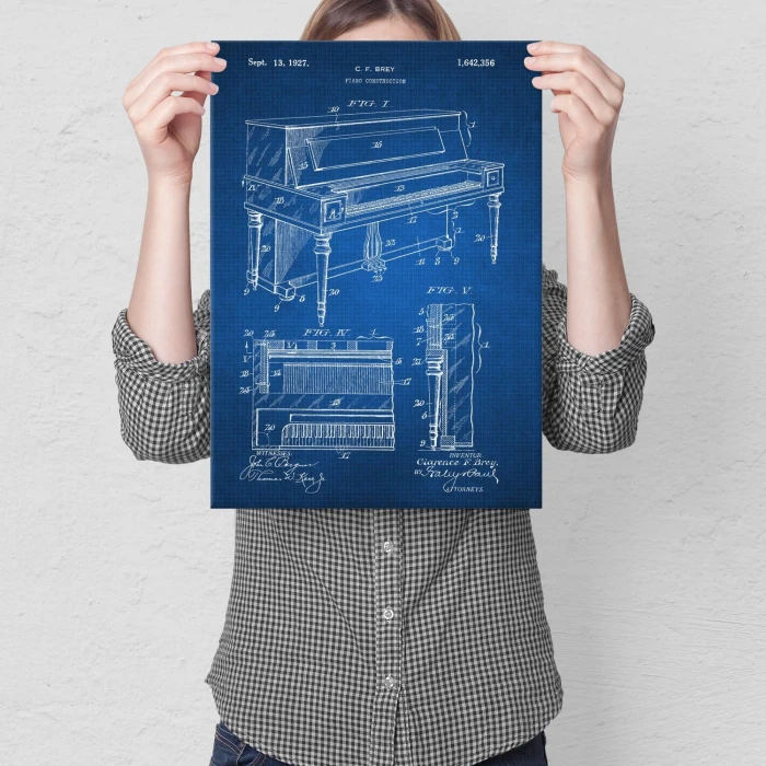 Plakat metalowy Piano construction Tech Prezent
