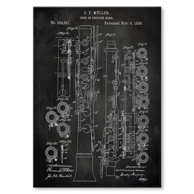 Plakat metalowy Oboe English Horn Slate Prezent