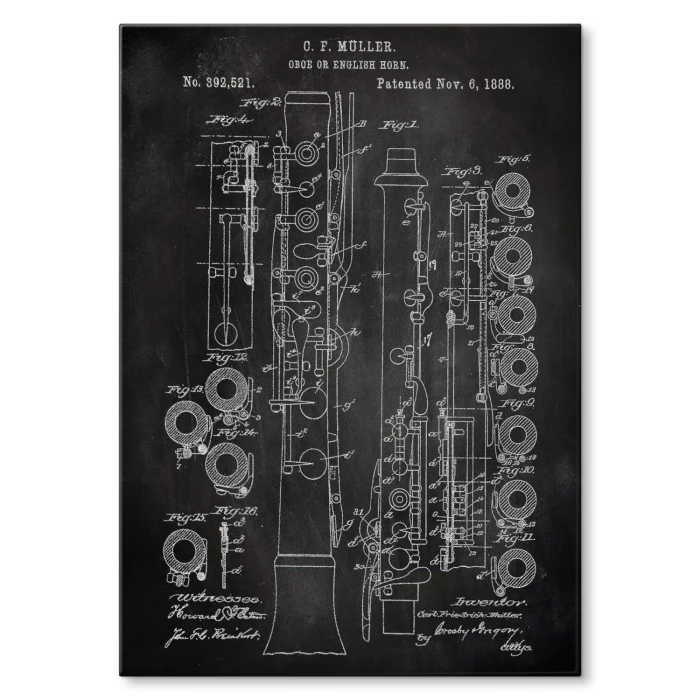 Plakat metalowy Oboe English Horn Slate Prezent