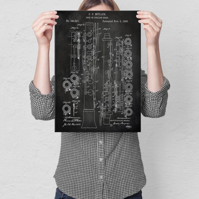 Poster metal Oboe English Horn Slate gift