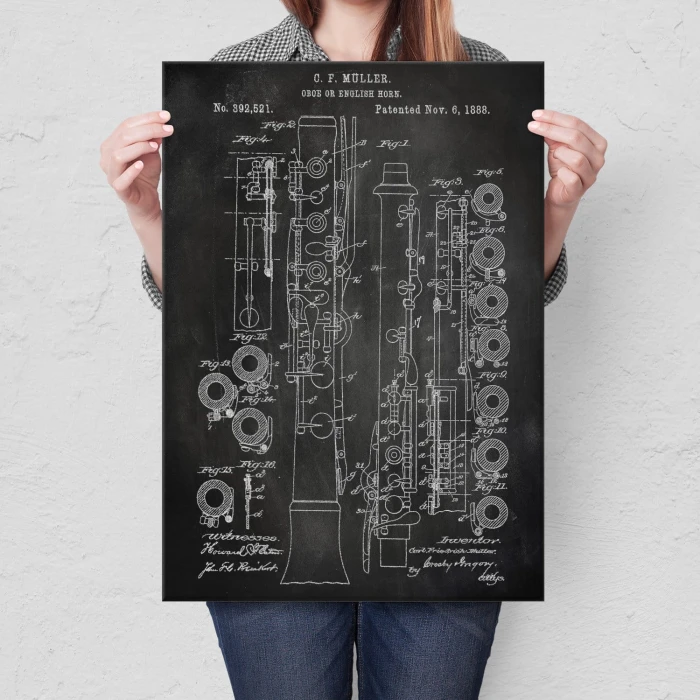 Plakat metalowy Oboe English Horn Slate Prezent