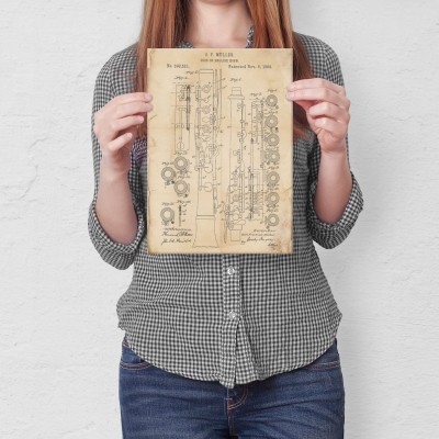 Plakat metalowy Oboe English Horn Retro Prezent