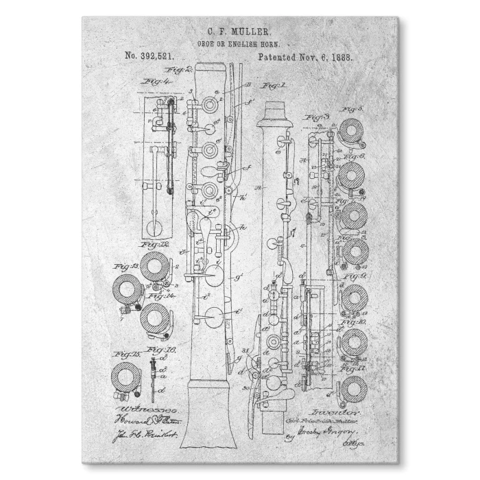 Poster metal Oboe English Horn Stone gift