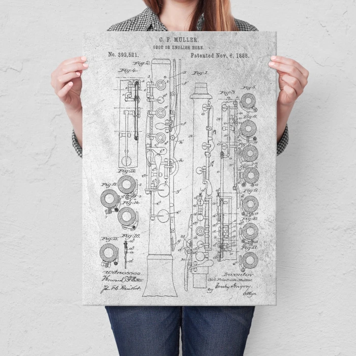 Plakat metalowy Oboe English Horn Stone Prezent