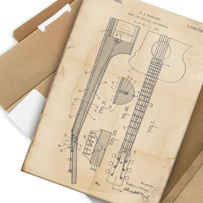Plakat metalowy Guitar instrument Retro Prezent