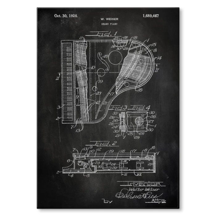 Plakat metalowy Grand Piano Slate Prezent