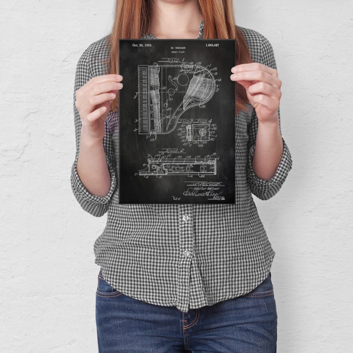 Poster metal Grand Piano Slate gift