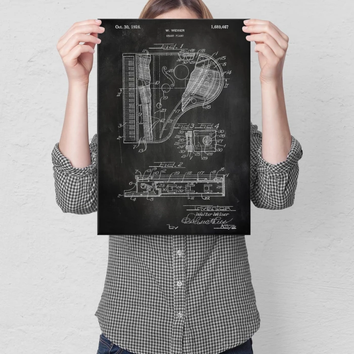 Poster metal Grand Piano Slate gift