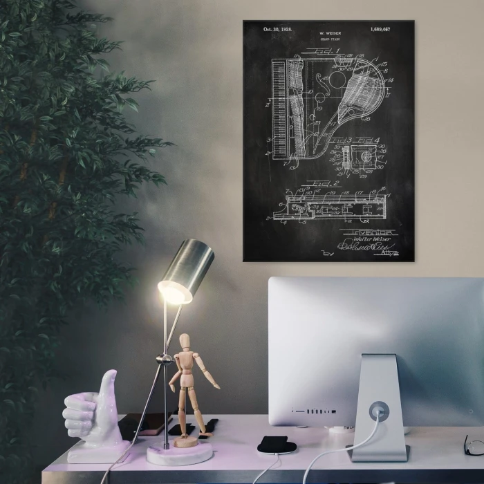Poster metal Grand Piano Slate gift