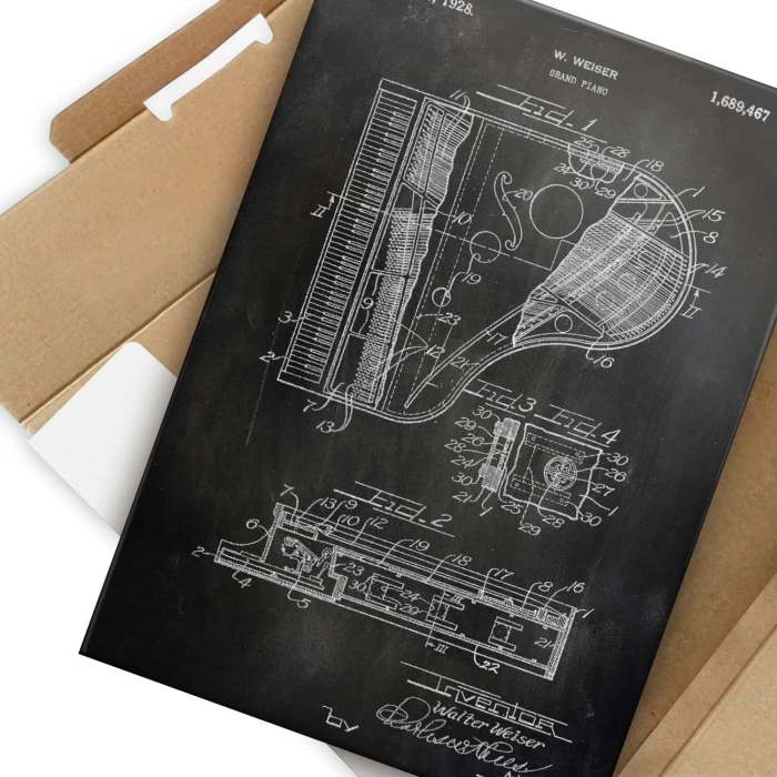 Plakat metalowy Grand Piano Slate Prezent