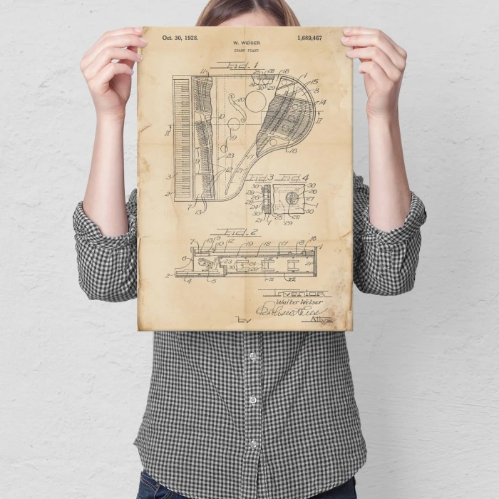 Poster metal Grand Piano Retro gift