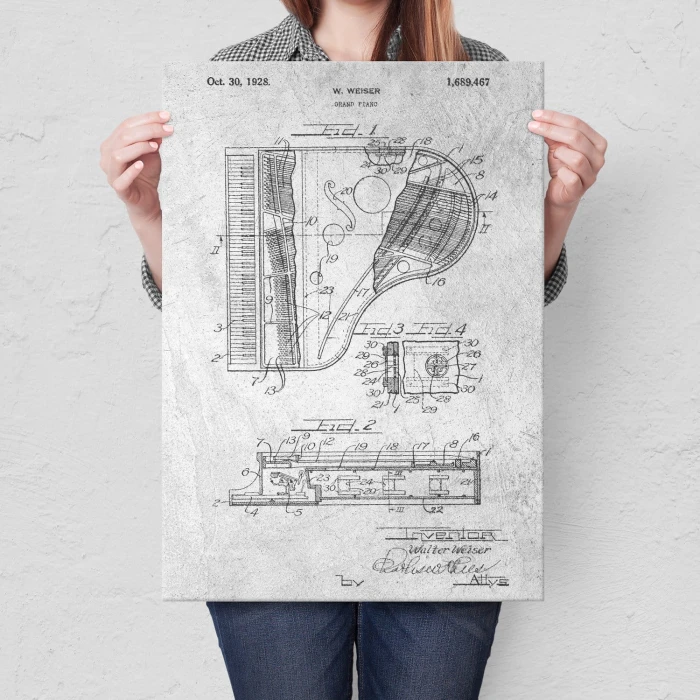 Plakat metalowy Grand Piano Stone Prezent