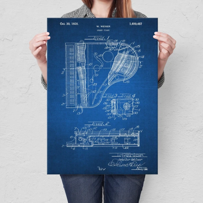 Poster metal Grand Piano Tech gift