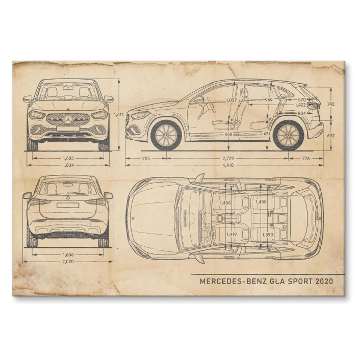 Poster metal Mercedes GLA Retro gift