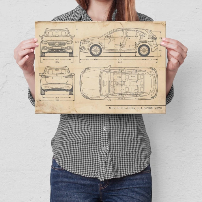 Poster metal Mercedes GLA Retro gift