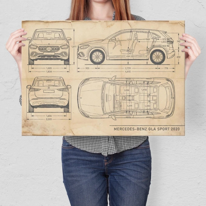 Plakat metalowy Mercedes GLA Retro Prezent