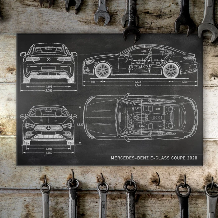 Plakat metalowy Mercedes E Coupe 2020 Slate Prezent