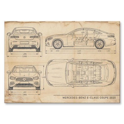 Plakat metalowy Mercedes E Coupe 2020 Retro Prezent