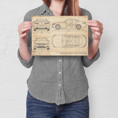 Plakat metalowy Mercedes E Coupe 2020 Retro Prezent