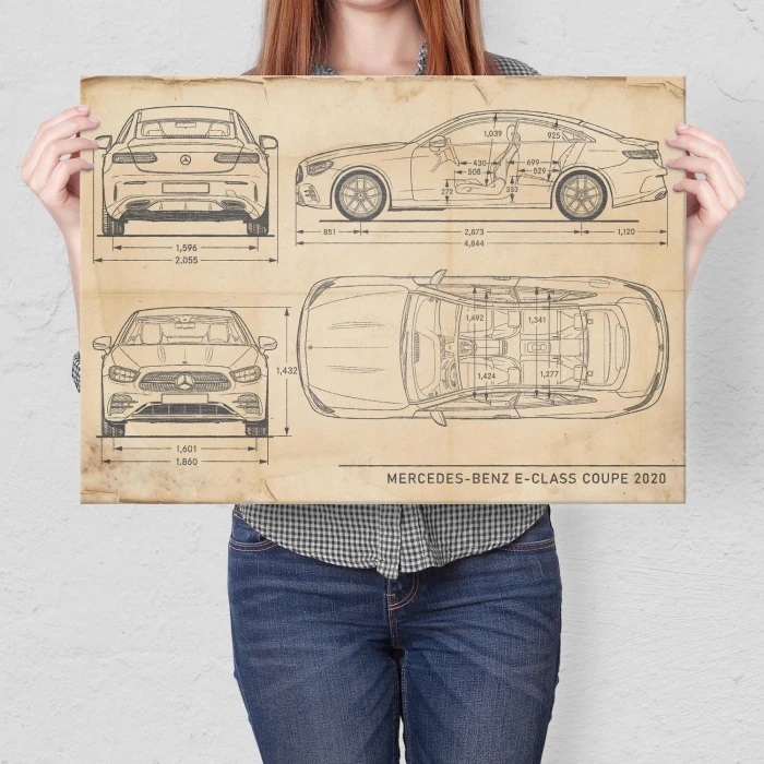 Poster metal Mercedes E Coupe 2020 Retro gift
