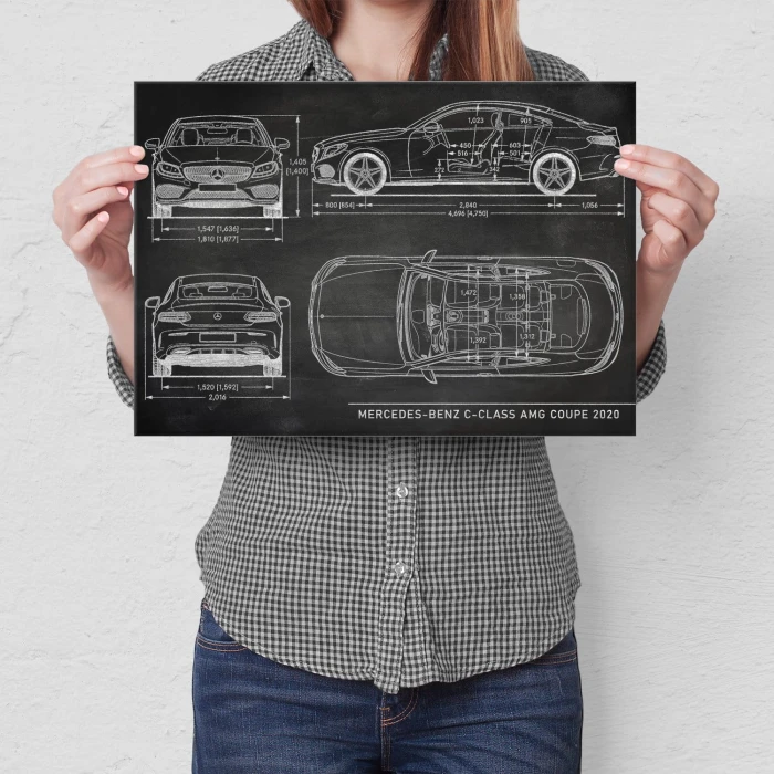 Plakat metalowy Mercedes C AMG Slate Prezent